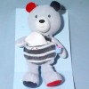 ours SUCRE D'ORGE doudou Cajou gris mouchoir blanc