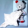 ours SUCRE D'ORGE doudou Cajou gris mouchoir blanc