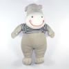 Hippopotame DPAM doudou Du Pareil Au Même gris t-shirt rayé bleu marine et blanc