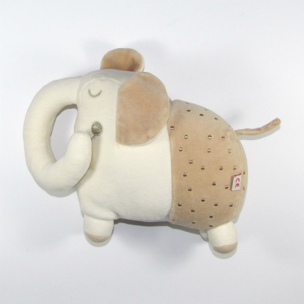 Eléphant DPAM doudou Du Pareil Au Même beige  et blanc