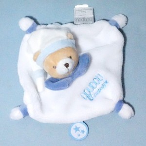 ours DOUDOU ET COMPAGNIE blanc et bleu "Les acidulés"