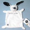 Lapin GRAIN DE BLE doudou plat blanc et gris