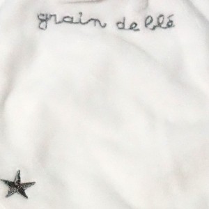 Lapin GRAIN DE BLE doudou plat blanc et gris