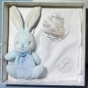 Lapin KALOO doudou Perle bleu avec lange blanc