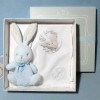 Lapin KALOO doudou Perle bleu avec lange blanc