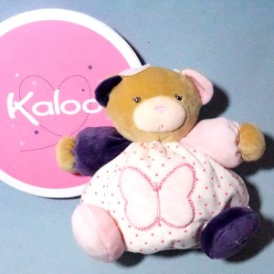 Ours KALOO doudou boule Petite Rose papillon
