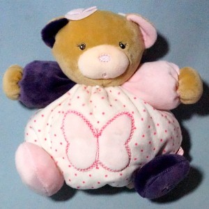 Ours KALOO doudou boule Petite Rose papillon