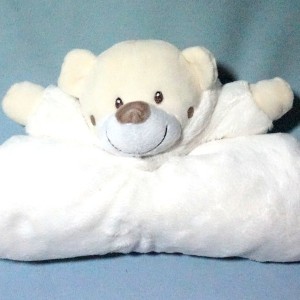 Couverture GEMO doudou ours lapin blanc