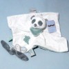Loulou le panda NATTOU doudou carré plat blanc et vert