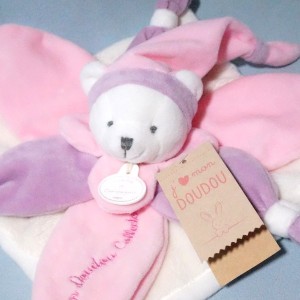 Ours DOUDOU ET COMPAGNIE Collector rose "J'aime mon doudou"