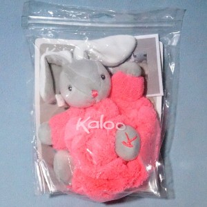 Lapin KALOO doudou boule Néon Plume rose PM