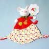 Souris NICOTOY doudou plat rouge fruits ananas pomme
