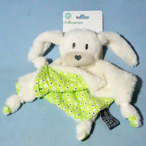Lapin ORCHESTRA doudou plat blanc et vert