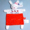 Lapin MOTS D'ENFANTS doudou plat rouge Petite Cueillette