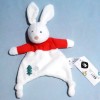 Lapin GRAIN DE BLÉ doudou plat blanc et rouge