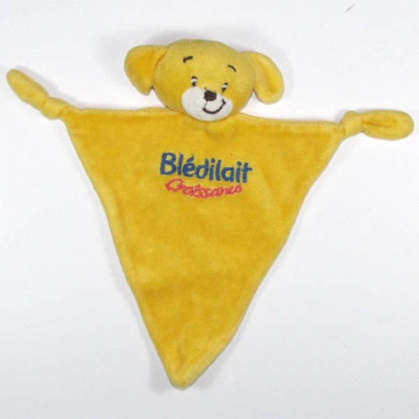 Chien BLEDINA doudou plat triangle jaune