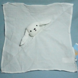 Lapin BOUT'CHOU (Monoprix) doudou lange carré plat blanc