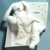 Lapin VERTBAUDET peluche blanche avec doudou plat