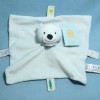 Ours BOUT'CHOU doudou carré plat bleu "mon petit doudou"