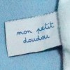 Ours BOUT'CHOU doudou carré plat bleu "mon petit doudou"