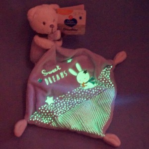 Ours MOTS D'ENFANTS doudou phosphorescent bleu Sweet Dreams