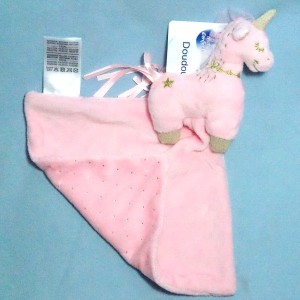 Licorne MOTS D'ENFANTS doudou rose