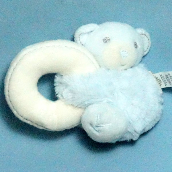Ours KALOO doudou hochet Perle bleu