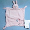 Lapin VERTBAUDET doudou plat rose fleurs