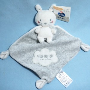 Lapin MOTS D'ENFANTS doudou plat Serre-moi fort dans tes bras