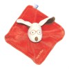 Chien SUCRE D'ORGE doudou plat rouge lunettes