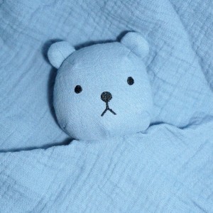 Ours BOUT'CHOU (Monoprix) doudou lange carré plat bleu
