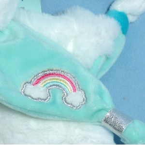 Licorne BABY NAT doudou plat blanc et bleu arc-en-ciel BN0338