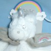 Licorne BABY NAT doudou plat blanc et beige arc-en-ciel BN0335