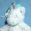 Licorne BABY NAT peluche blanche et bleue doudou plat blanc arc-en-ciel