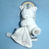 Licorne BABY NAT peluche blanche doudou plat blanc arc-en-ciel