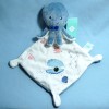 Pieuvre TEX peluche bleue et doudou blanc
