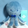Pieuvre TEX peluche bleue et doudou blanc
