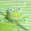 Doudou grenouille plat rayé vert