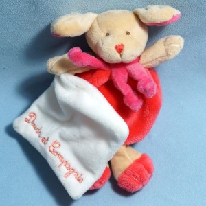 Chien DOUDOU ET COMPAGNIE rose carré plat blanc Cueillette
