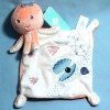Pieuvre TEX peluche rose et doudou blanc
