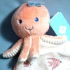 Pieuvre TEX peluche rose et doudou blanc