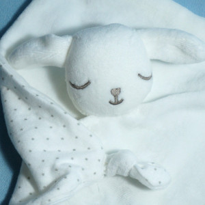 Chien BOUT'CHOU (Monoprix) doudou carré plat blanc
