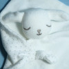 Chien BOUT'CHOU (Monoprix) doudou carré plat blanc