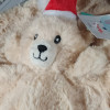 Ours TEX BABY Carrefour sos doudou carré plat beige bonnet Noël