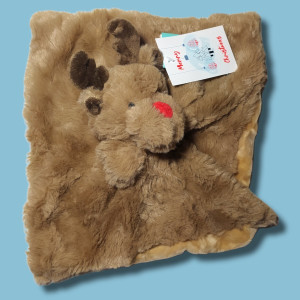 Renne TEX BABY Carrefour sos doudou carré plat nez rouge Noël