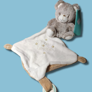 SOS doudou Ours TEX BABY Carrefour beige brodé Mon doudou