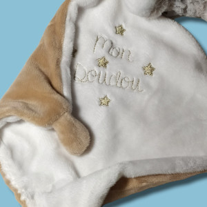 SOS doudou Ours TEX BABY Carrefour beige brodé Mon doudou