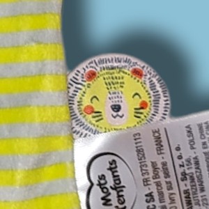 Hippopotame MOTS D'ENFANTS doudou plat gris et vert anis