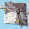 Lapin NOUKIES doudou plat Gaby gris et blanc