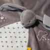 Lapin NOUKIES doudou plat Gaby gris et blanc